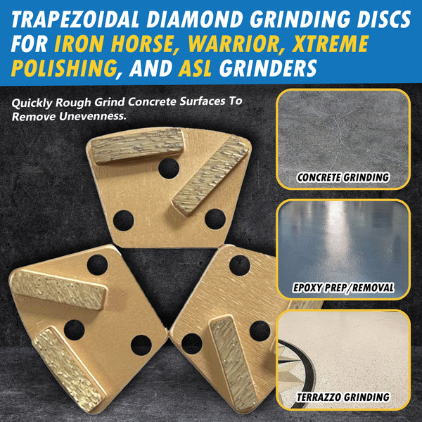 Trapezoidal Grinding Discs for Iron Horse, Warrior, XtremePolishing, Wolfgang & ASL Grinders