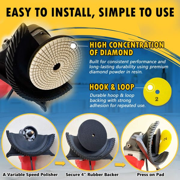 3-Steps Stone Polishing Pads