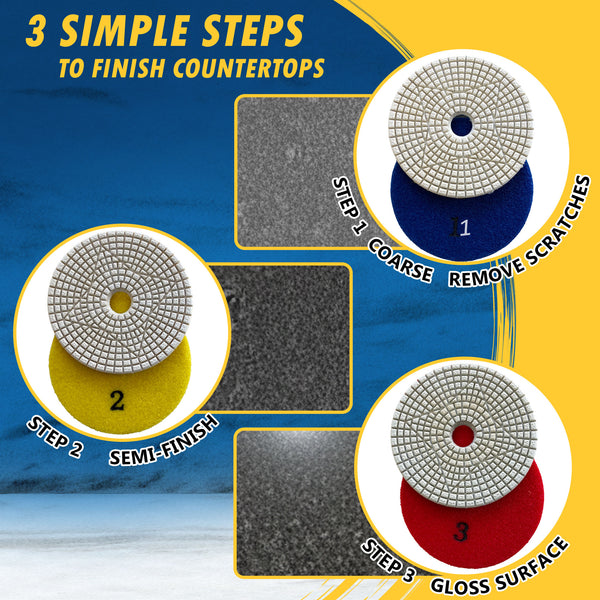 3-Steps Stone Polishing Pads
